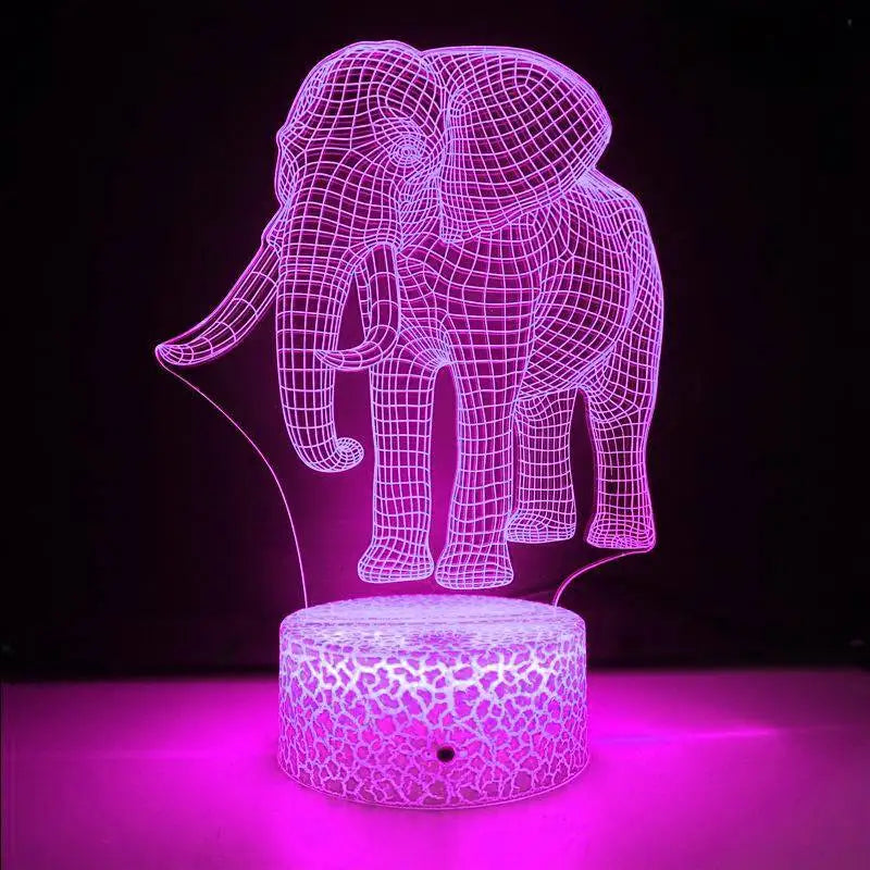 LumiElephant - 3D LED Nattlampa med Färgförändring och Optisk Illusion Carvallo