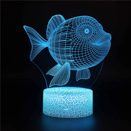 AquaGlow – 3D LED Nattlampa med Val Illusion för Barnrum Carvallo