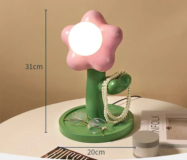 BloomShine - LED Blomma Bordsbelysning för Barnrum – Dekorativ Nattlampa i Blomdesign, Dimbar Belysning Carvallo