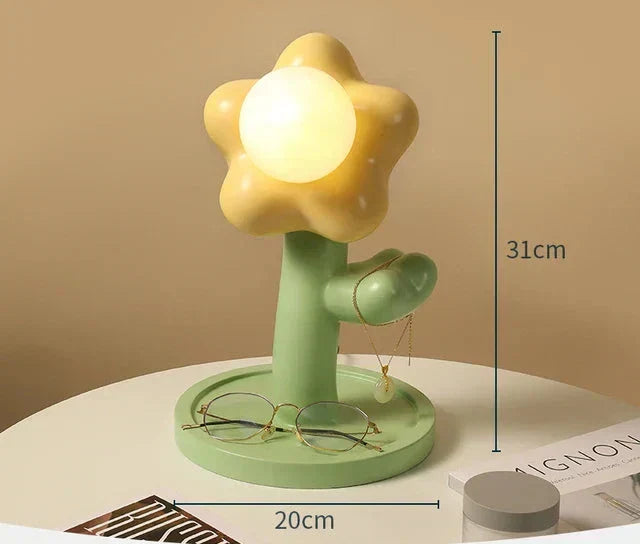 BloomShine - LED Blomma Bordsbelysning för Barnrum – Dekorativ Nattlampa i Blomdesign, Dimbar Belysning Carvallo