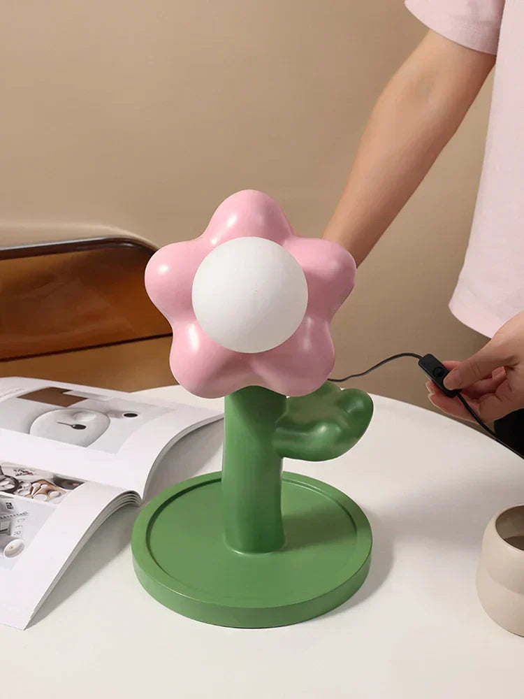 BloomShine - LED Blomma Bordsbelysning för Barnrum – Dekorativ Nattlampa i Blomdesign, Dimbar Belysning Carvallo