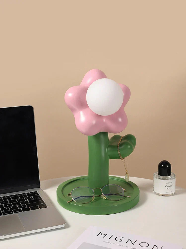 BloomShine - LED Blomma Bordsbelysning för Barnrum – Dekorativ Nattlampa i Blomdesign, Dimbar Belysning Carvallo