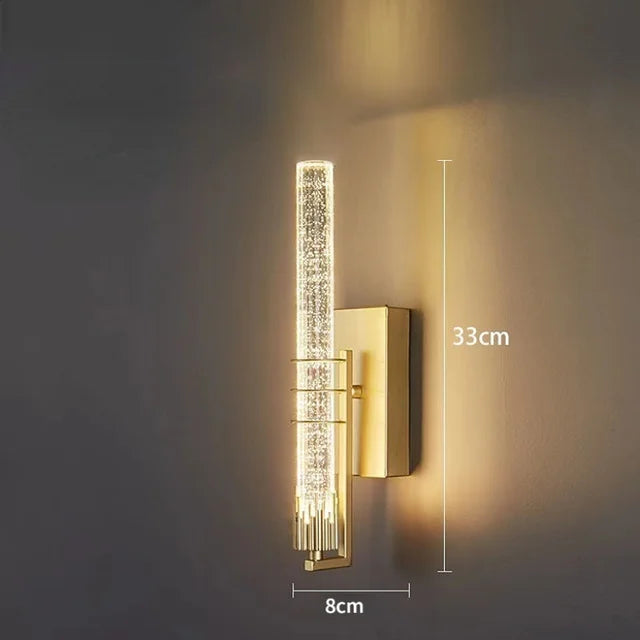 CrystalGold - Elegant LED Vägglampa i Guld Med Kristaller För Vardagsrum & Sovrum Carvallo