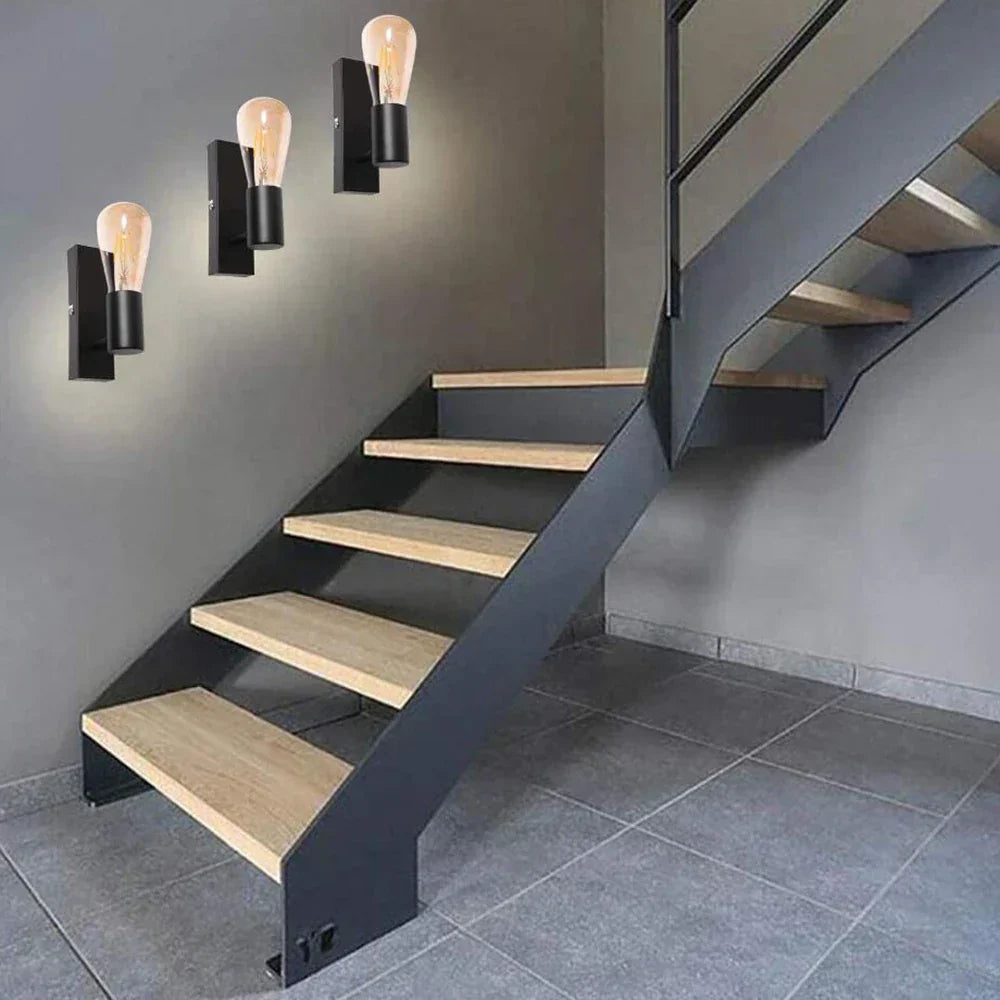 RetroCharm - Industriell Vintage Vägglampa med E27 Fäste För Sovrum & Vardagsrum Carvallo