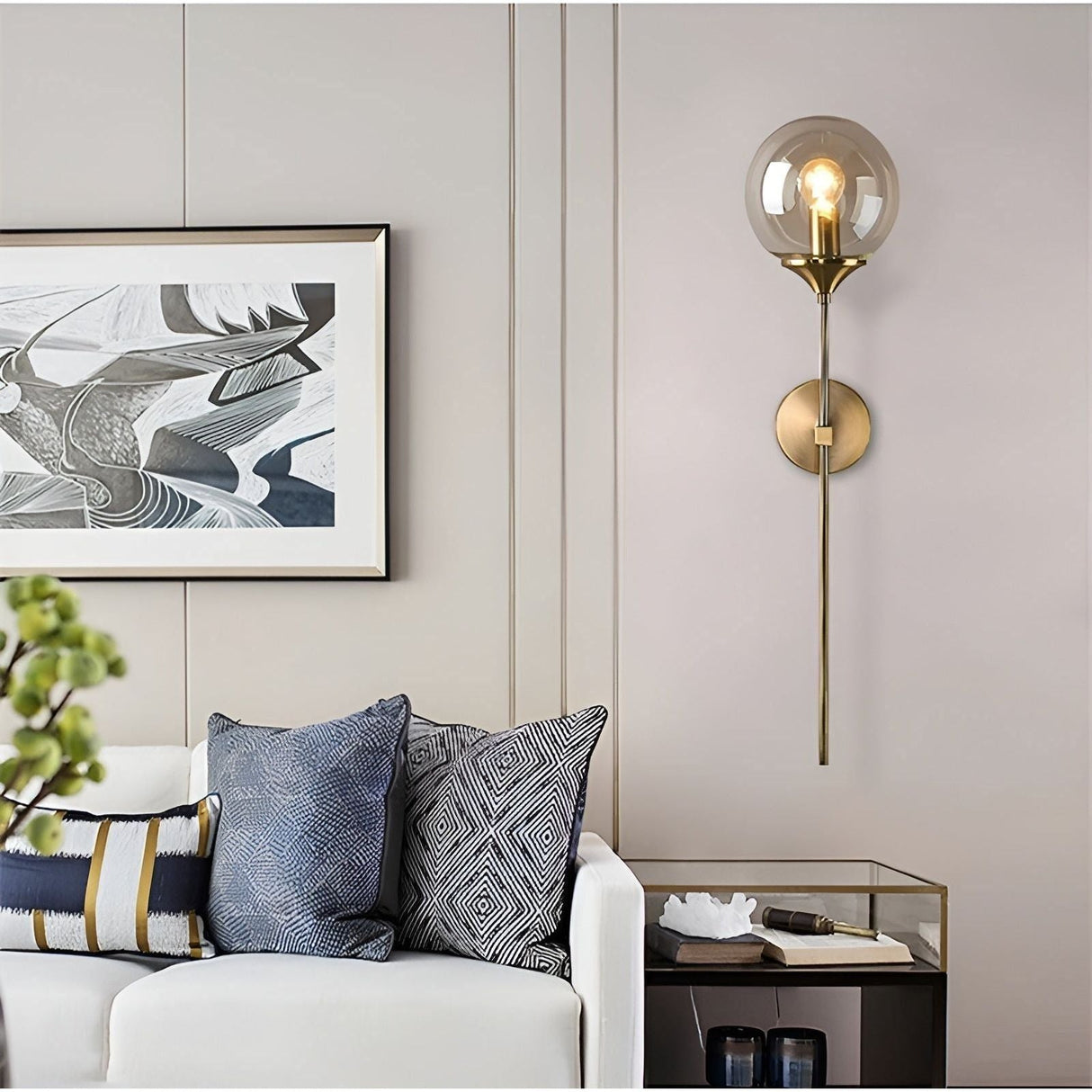 GlassGleam Lampa - Nordisk Guld Inomhus Glasboll Vägglampa Carvallo