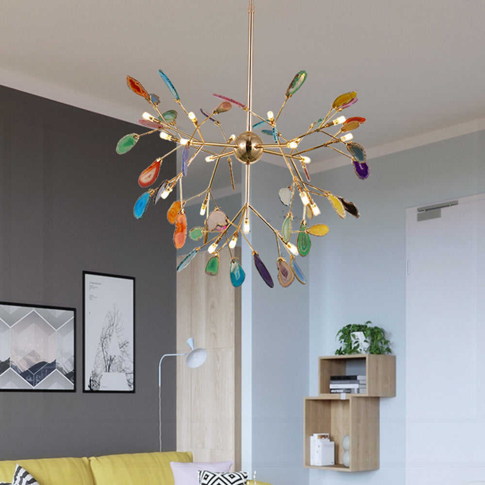 Nordic Agate Stone Chandelier | Modern Chandelier Light | Unique Home Decor | Metal | 11.8"–23.6" Carvallo