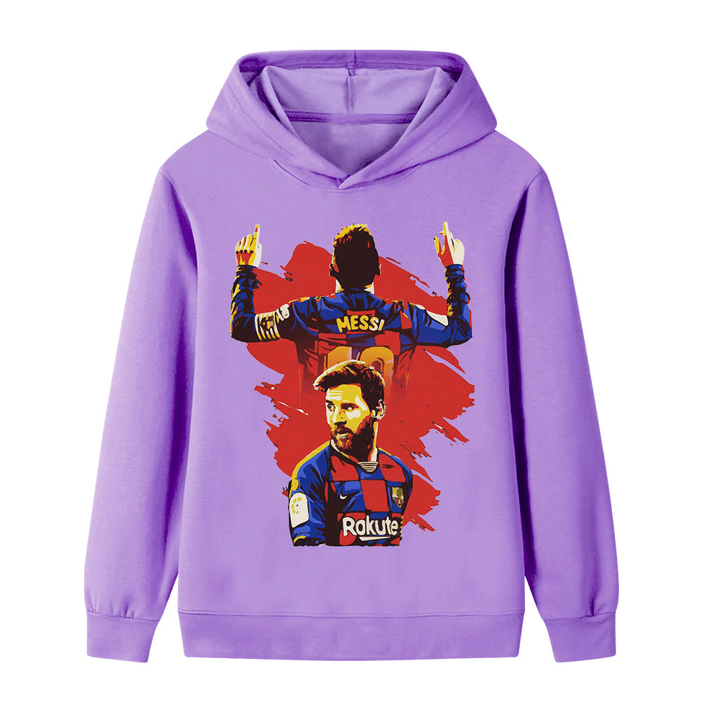 Lionel Messi Fotbolls Hoodie för Barn - Barcelona Footballdinho