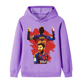 Lionel Messi Fotbolls Hoodie för Barn - Barcelona Footballdinho