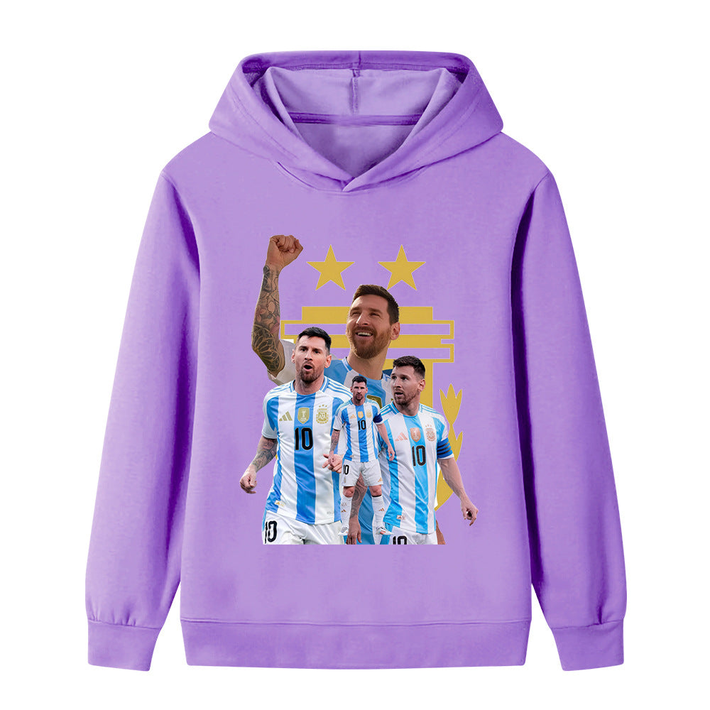 Messi Fotbolls Hoodie för Barn - Argetina Footballdinho