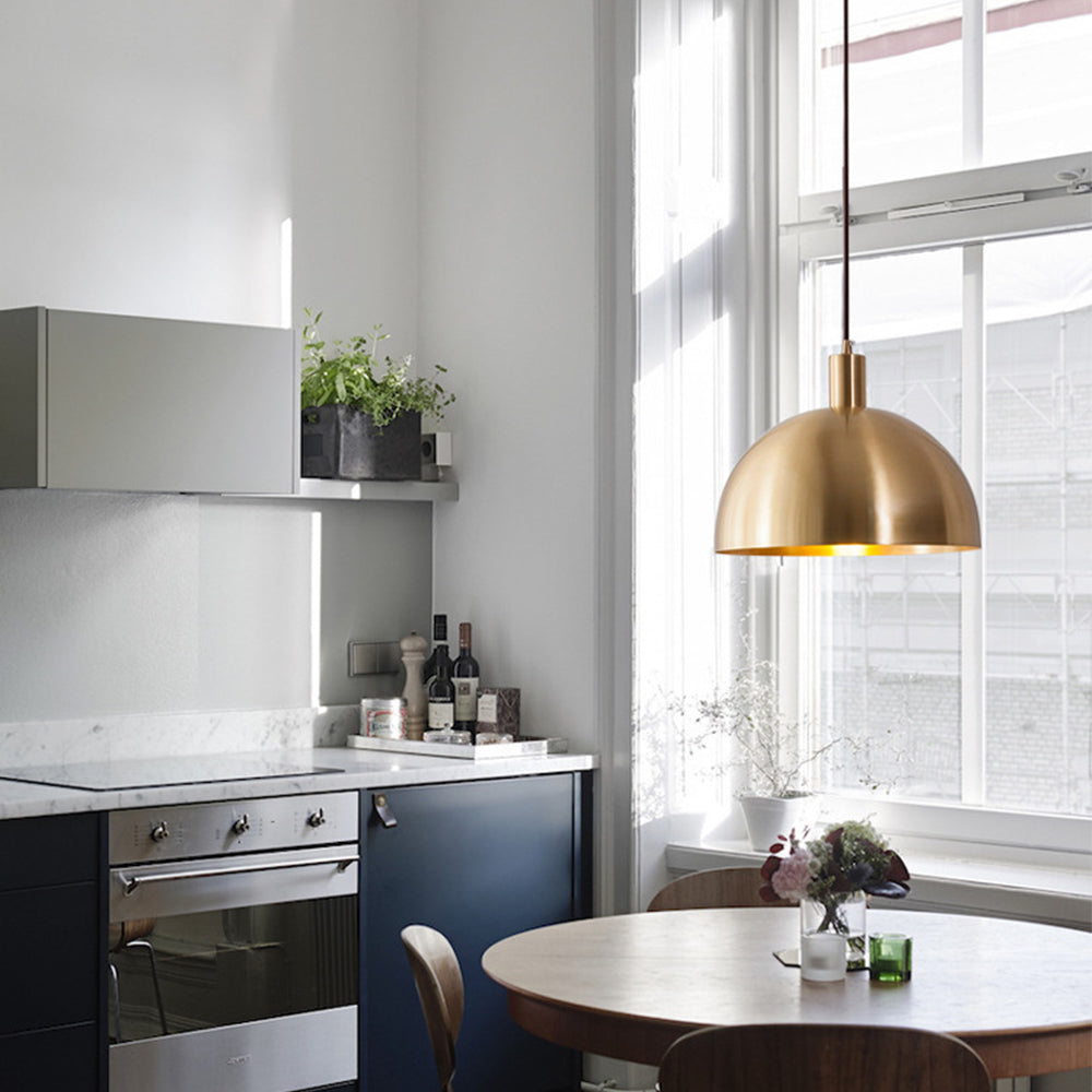 Mitten av seklet Moderne Messing Kupa Hänglampa Carvallo