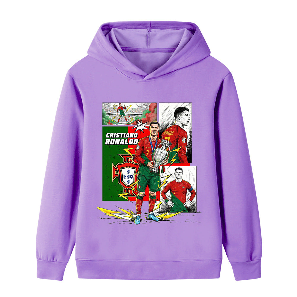 Cristiano Ronaldo Fotbolls Hoodie för Barn - Portugal - Style Footballdinho