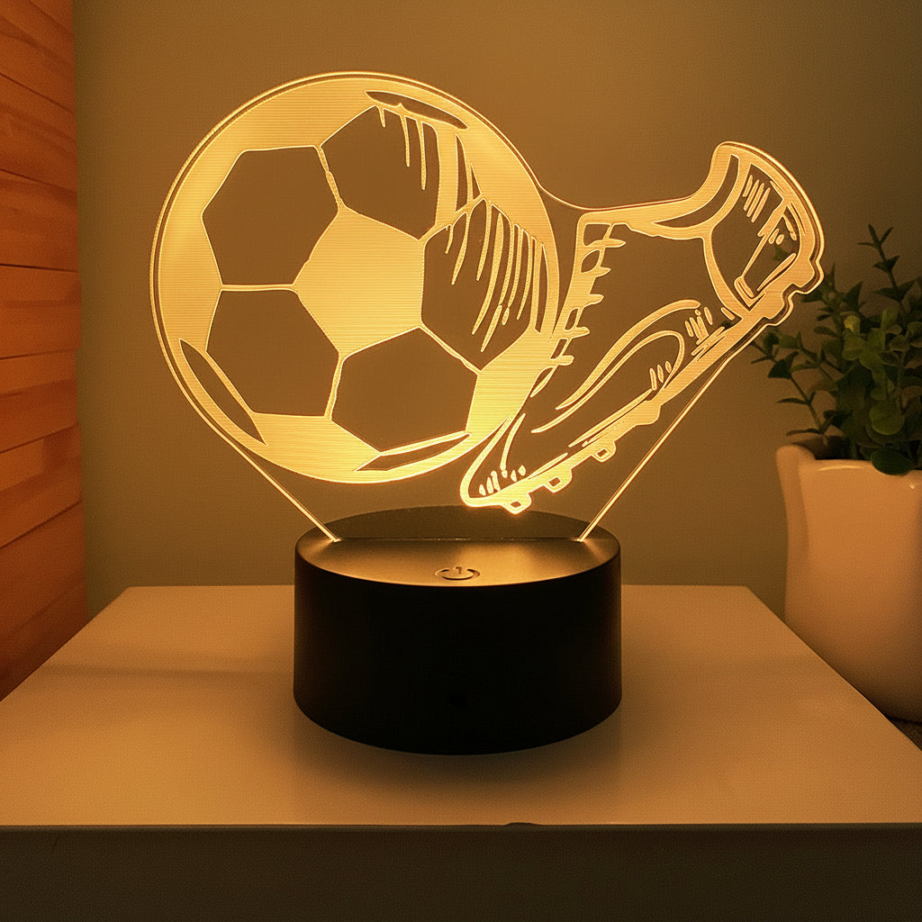 Fotboll 3D Illusion LED-Lampa - Nattlampa - 16 Färger Footballdinho
