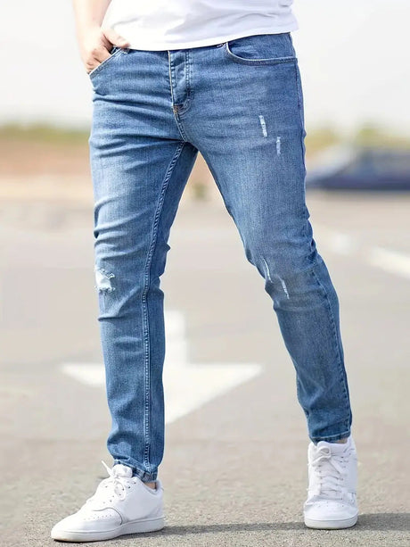 Herr Jeans Trasiga Stretch Modern Stil-Jeans-Bellasverige-Ljusblå-XS-Hemnix