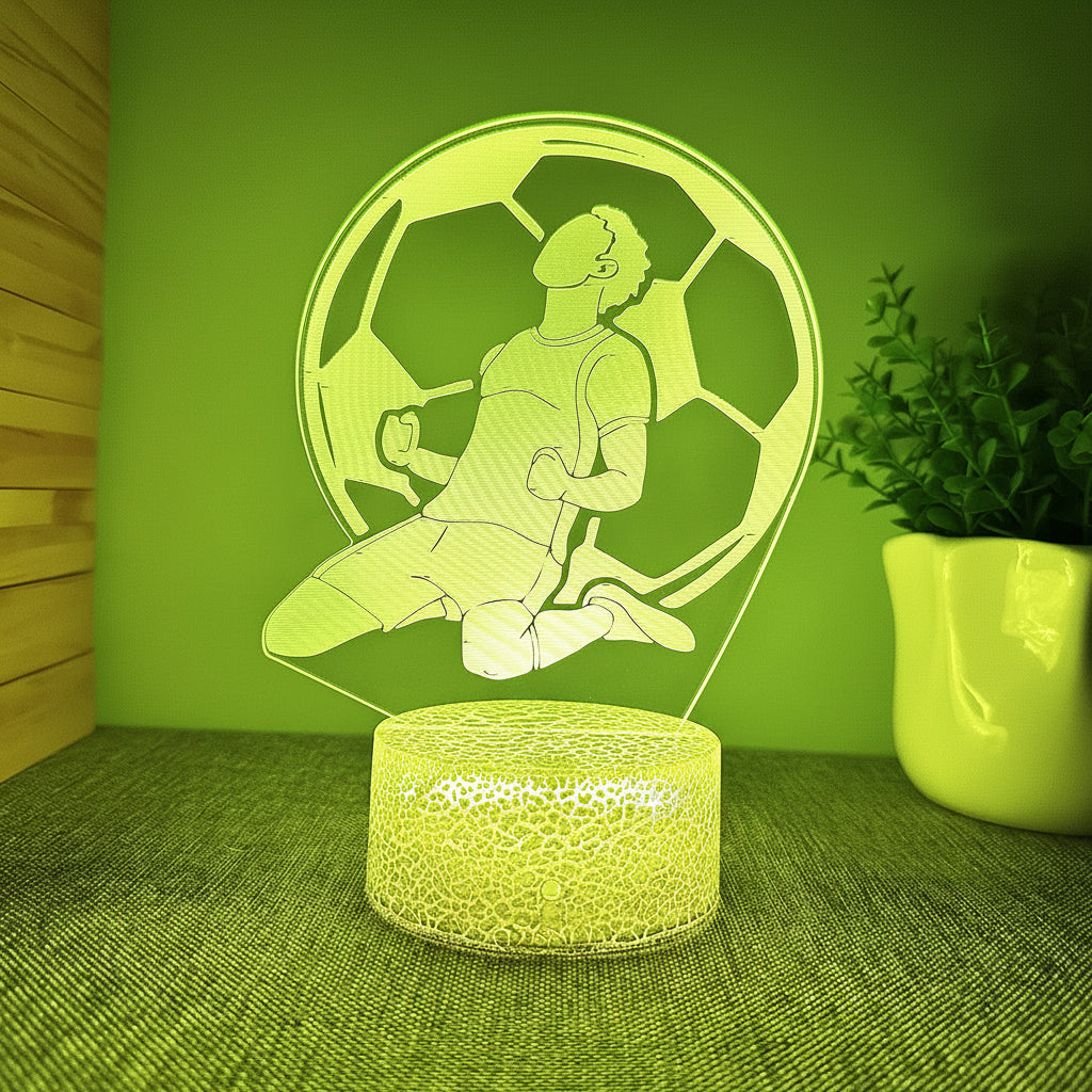 Fotboll 3D Illusion LED-Lampa - Nattlampa - 16 Färger Footballdinho