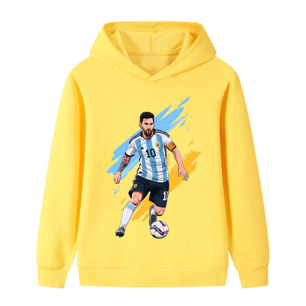 Lionel Messi Fotbolls Hoodie för Barn - Argetina Footballdinho