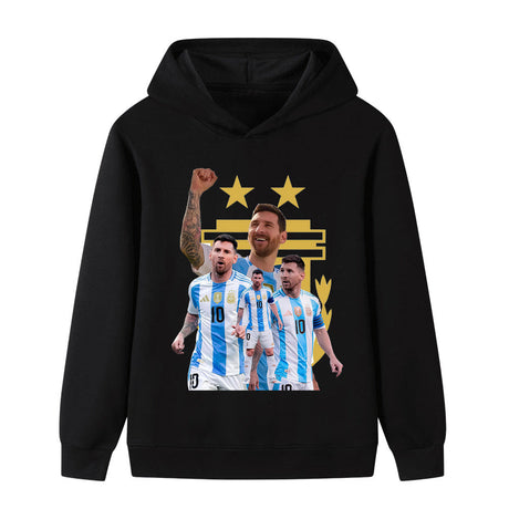 Messi Fotbolls Hoodie för Barn - Argetina Footballdinho