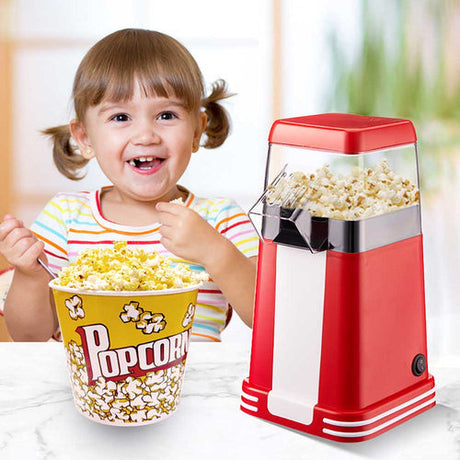 1200 Watts Elektrisk Popcornmaskin – Retro Stil med Måttkopp & Avtagbart Lock Carvallo