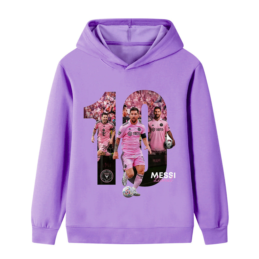 Lionel Messi Fotbolls Hoodie för Barn - Miami Footballdinho