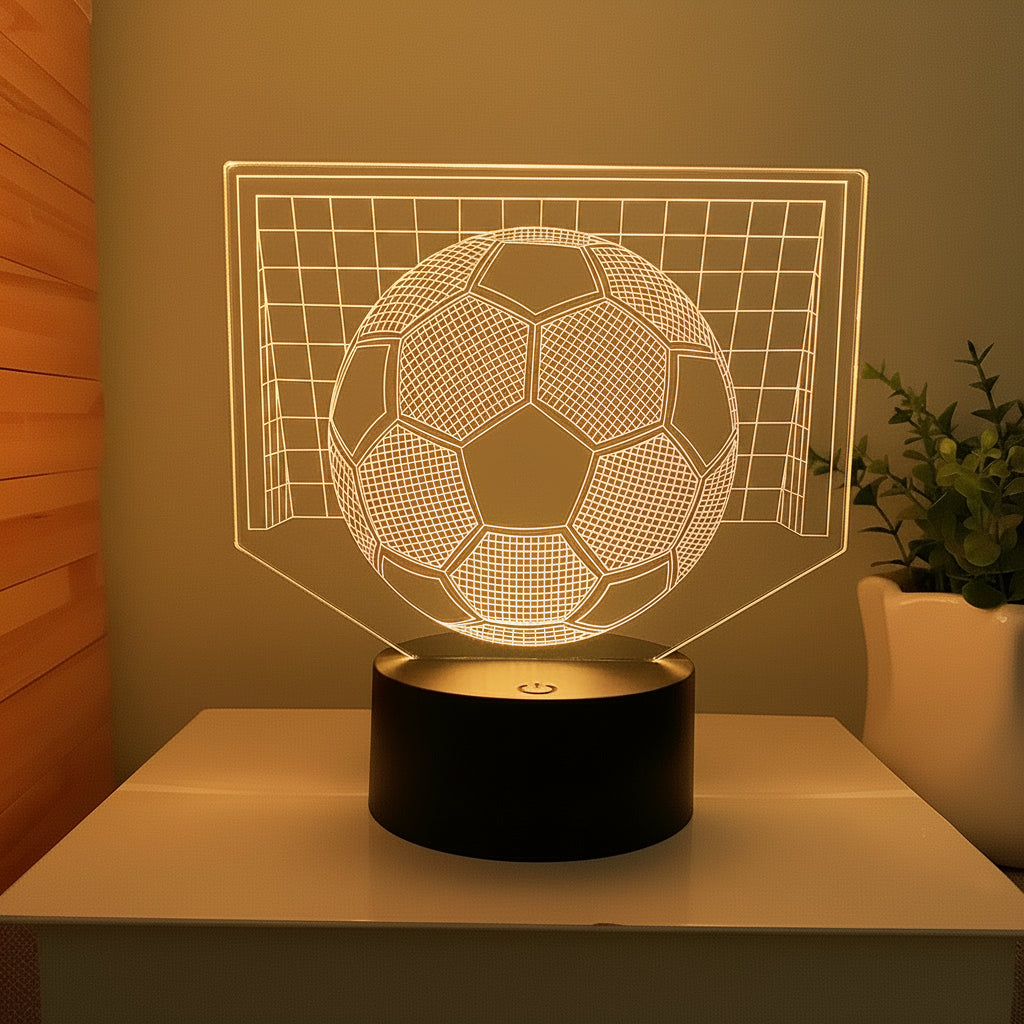 Fotboll 3D Illusion LED-Lampa - Nattlampa - 16 Färger Footballdinho