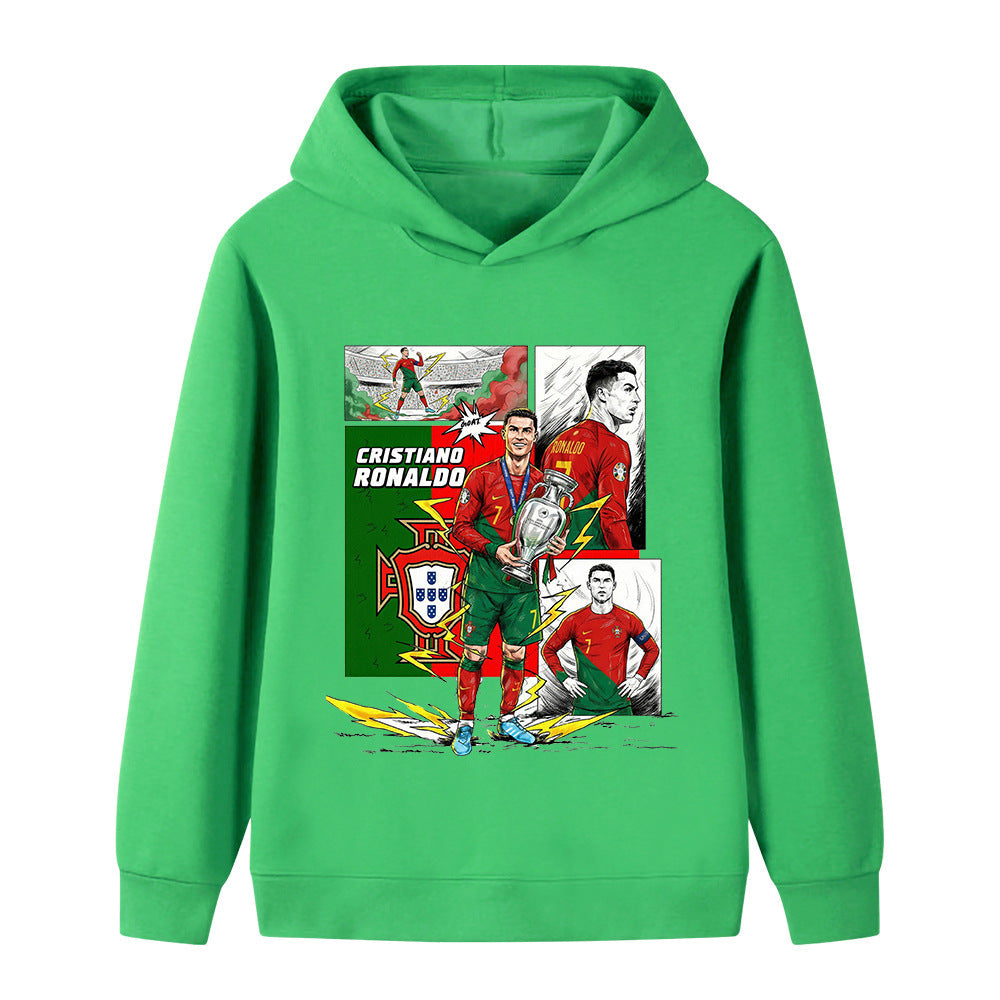 Cristiano Ronaldo Fotbolls Hoodie för Barn - Portugal - Style Footballdinho