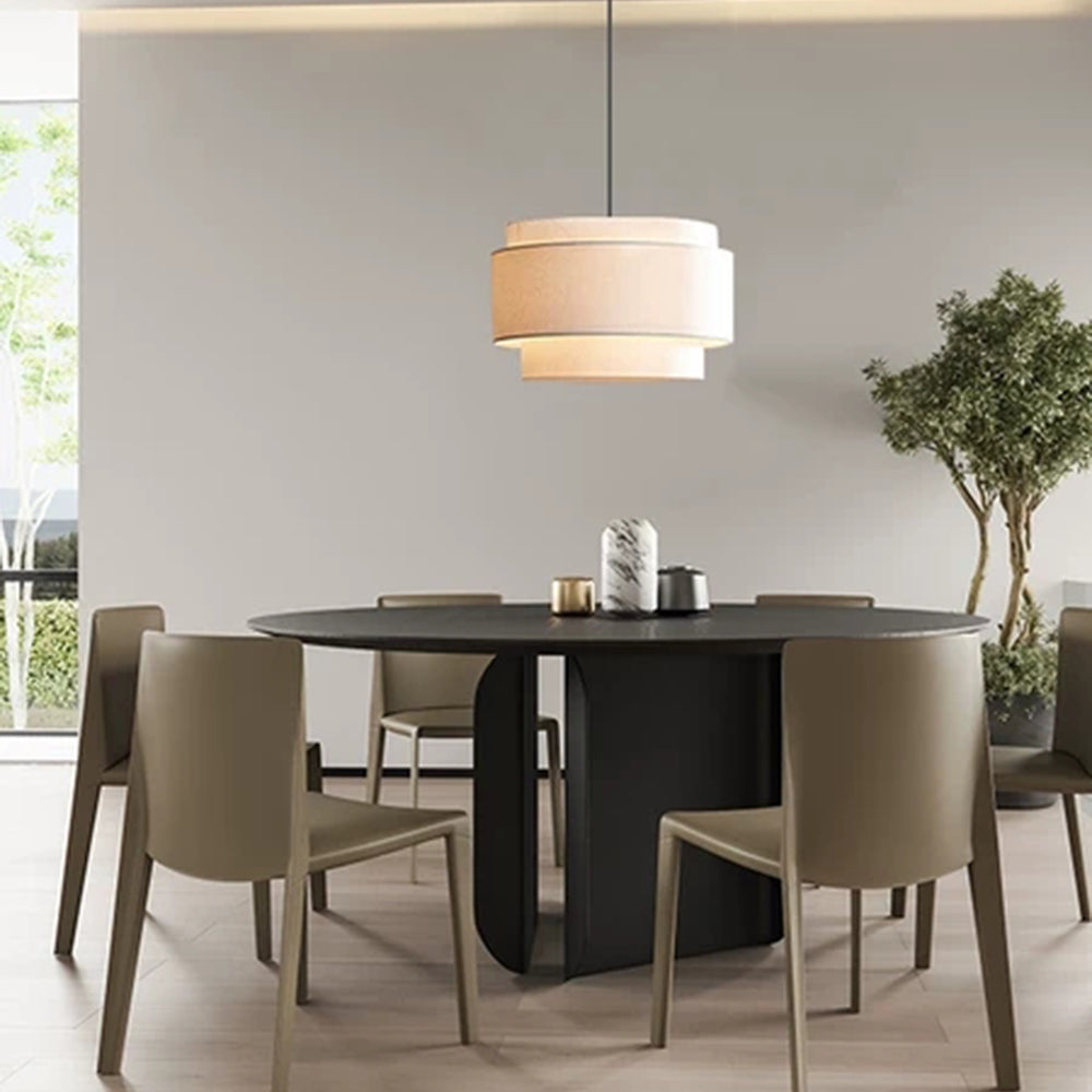 Bauhaus Beige Flerskiktad Linne Trommel Hänglampa Carvallo