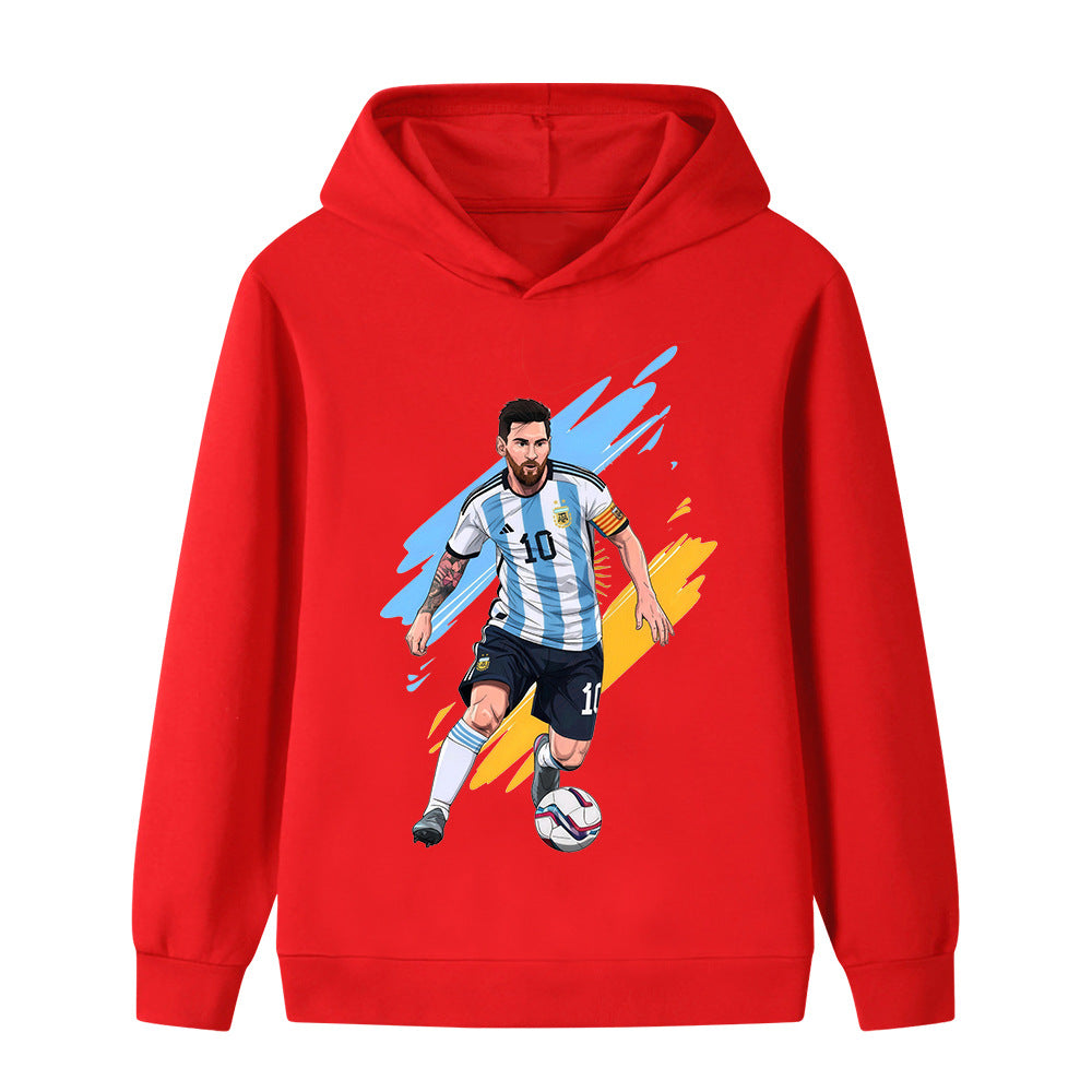 Lionel Messi Fotbolls Hoodie för Barn - Argetina Footballdinho