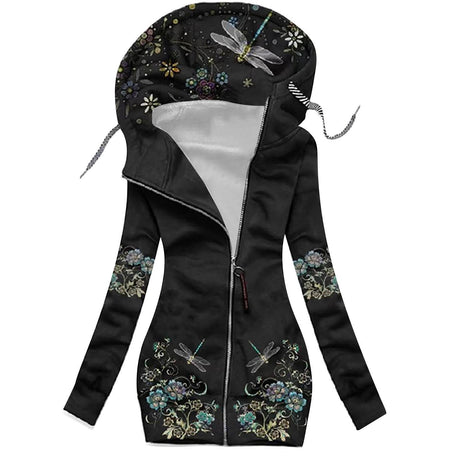 Kvinnors Butterfly Art Cardigan Sweatshirt-Clothes for women-Bellasverige-Svart-M-Hemnix