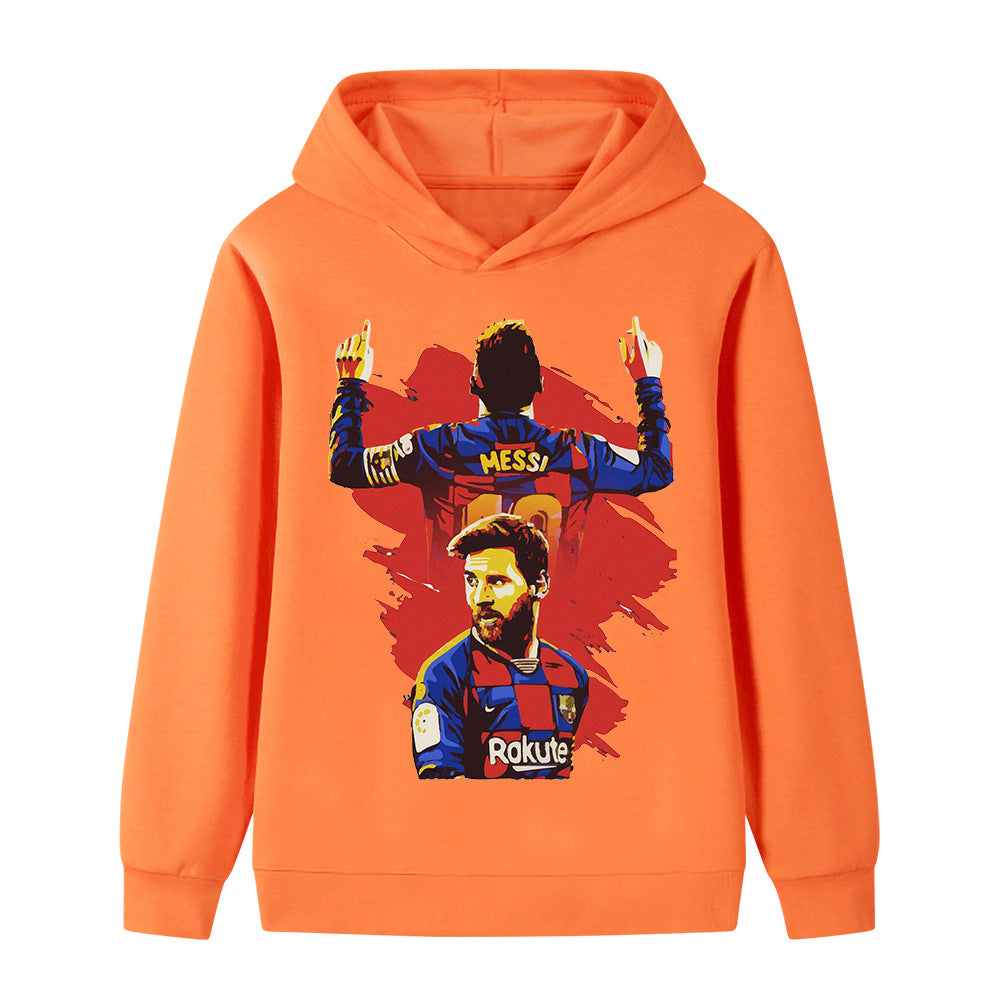 Lionel Messi Fotbolls Hoodie för Barn - Barcelona Footballdinho