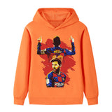 Lionel Messi Fotbolls Hoodie för Barn - Barcelona Footballdinho