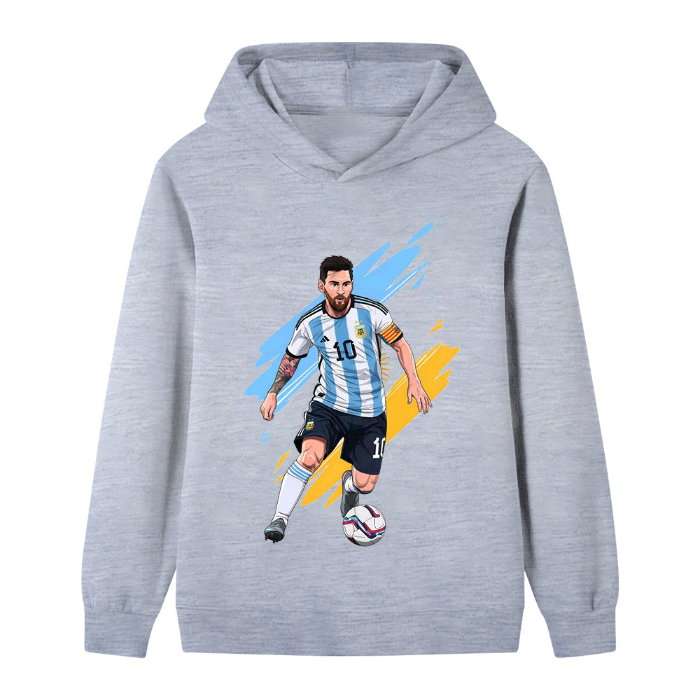 Lionel Messi Fotbolls Hoodie för Barn - Argetina Footballdinho