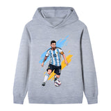 Lionel Messi Fotbolls Hoodie för Barn - Argetina Footballdinho