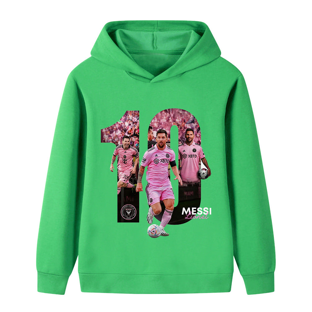 Lionel Messi Fotbolls Hoodie för Barn - Miami Footballdinho