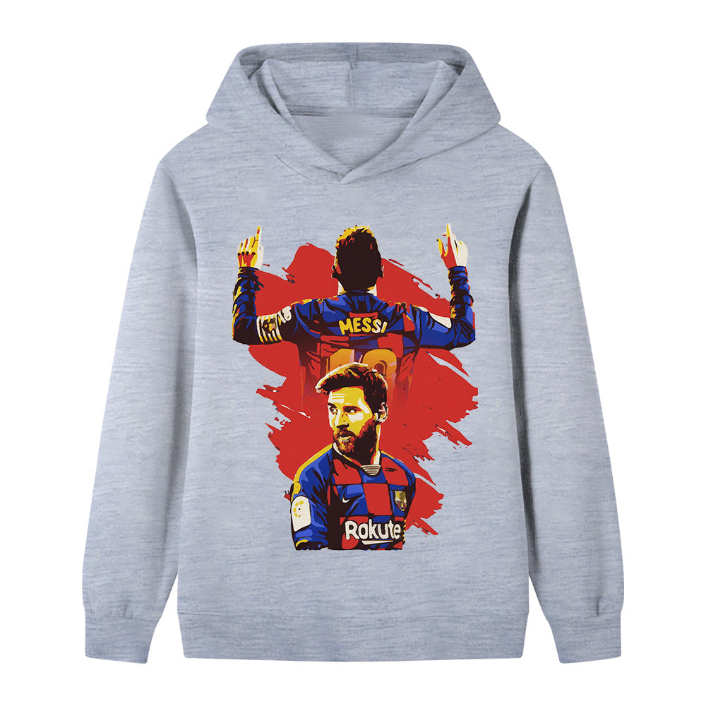 Lionel Messi Fotbolls Hoodie för Barn - Barcelona Footballdinho