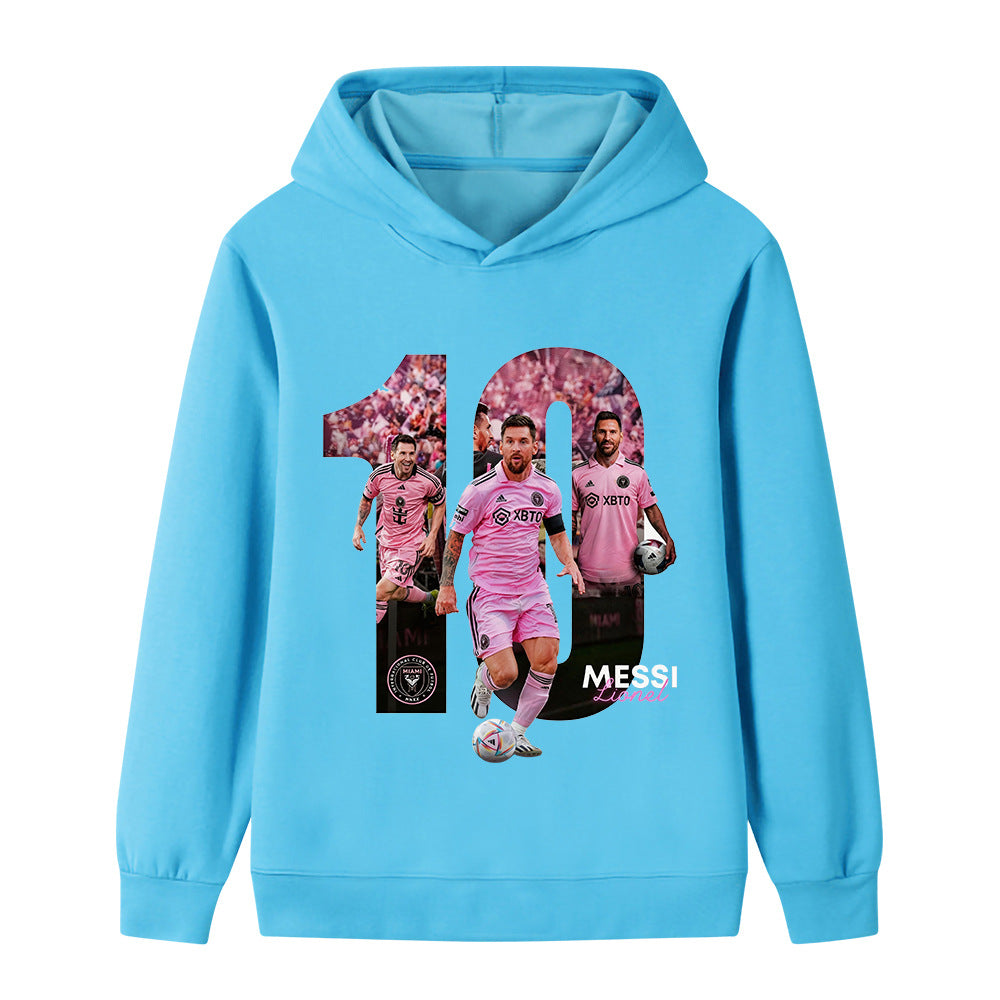 Lionel Messi Fotbolls Hoodie för Barn - Miami Footballdinho