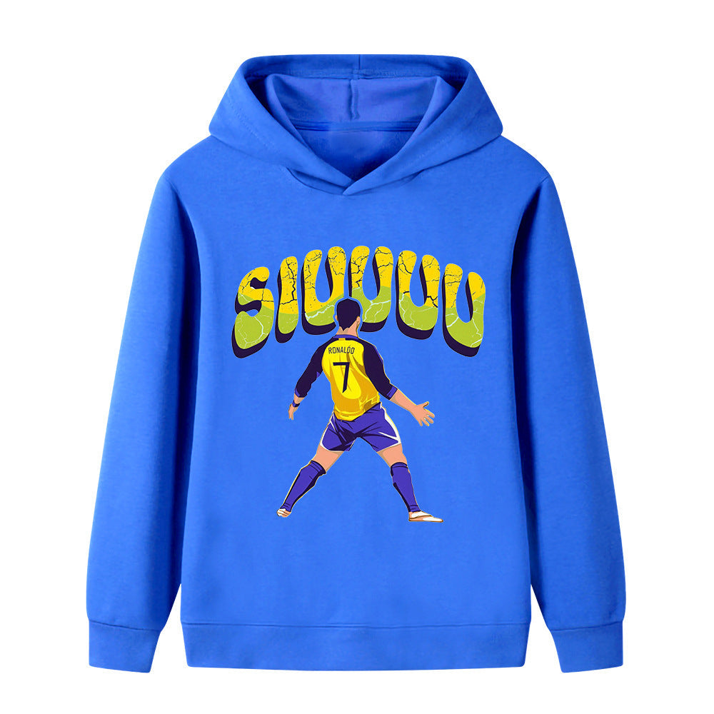 Cristiano Ronaldo Fotbolls Hoodie för Barn - Siuuu Footballdinho