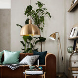 Mitten av seklet Moderne Messing Kupa Hänglampa Carvallo