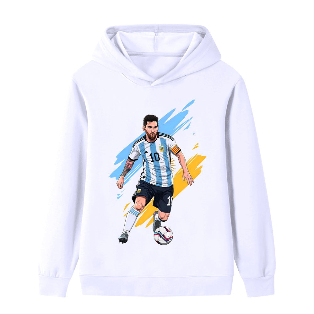 Lionel Messi Fotbolls Hoodie för Barn - Argetina Footballdinho