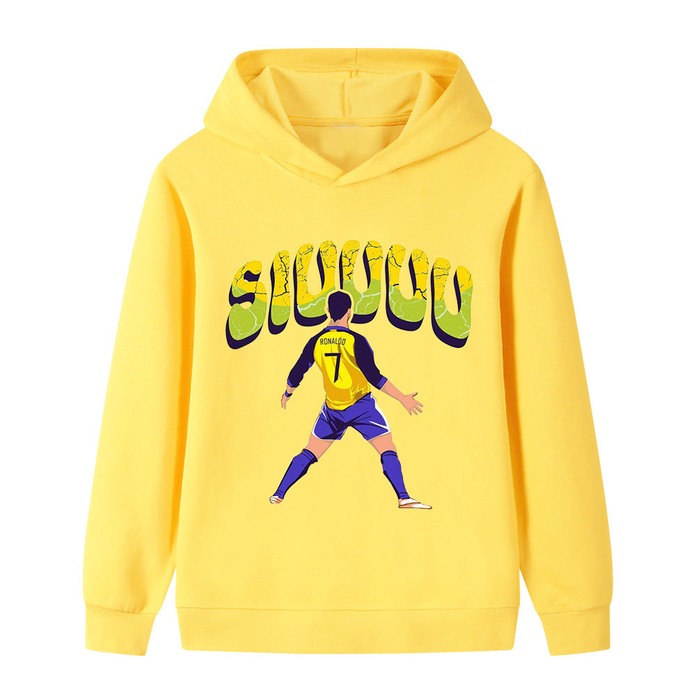 Cristiano Ronaldo Fotbolls Hoodie för Barn - Siuuu Footballdinho
