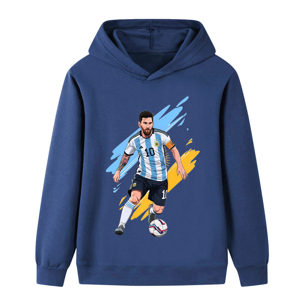 Lionel Messi Fotbolls Hoodie för Barn - Argetina Footballdinho