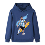 Lionel Messi Fotbolls Hoodie för Barn - Argetina Footballdinho