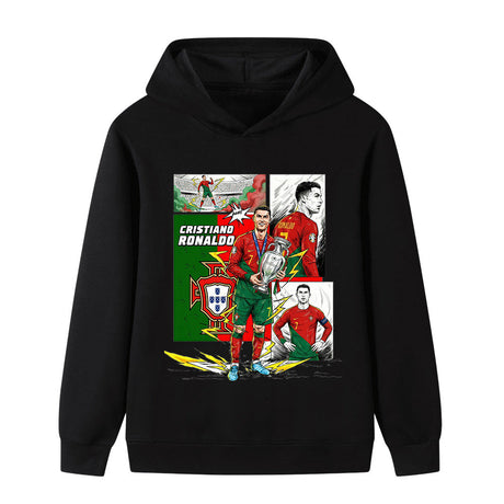 Cristiano Ronaldo Fotbolls Hoodie för Barn - Portugal - Style Footballdinho