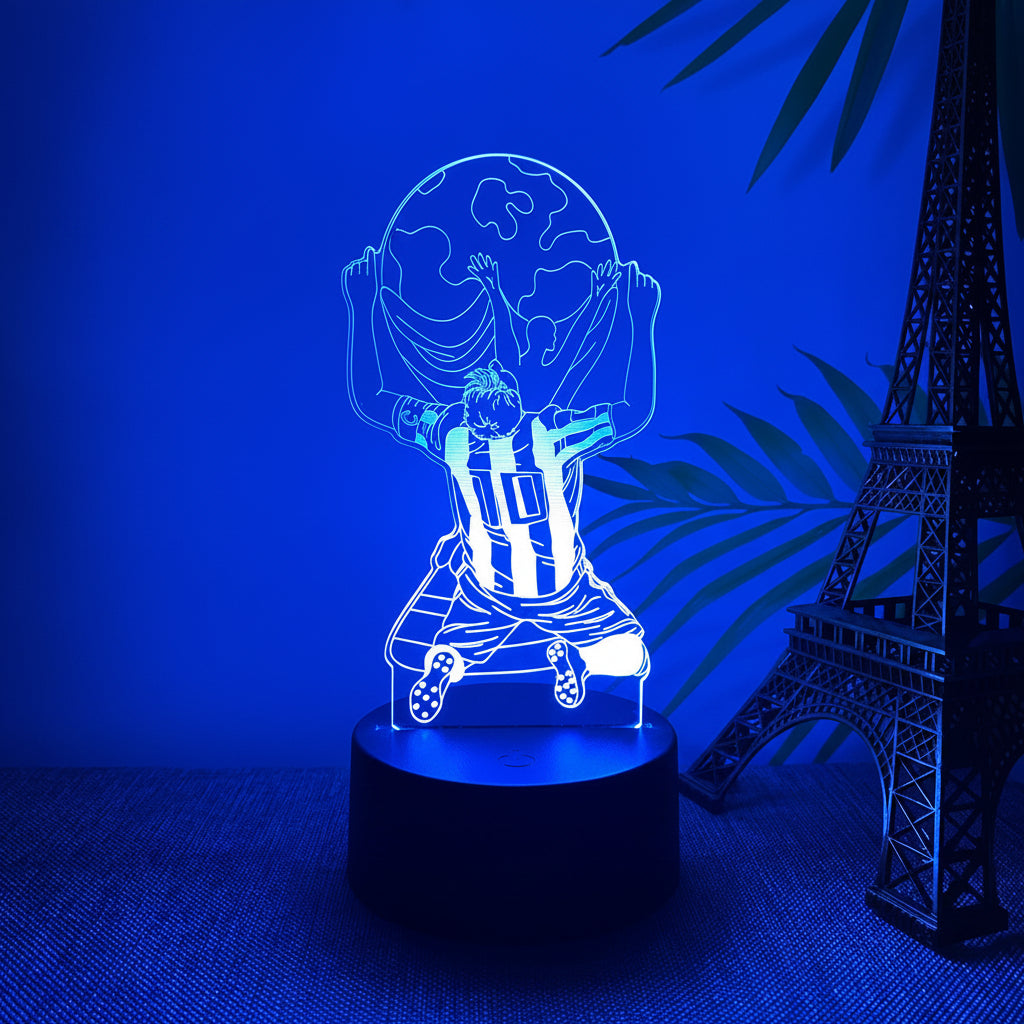 Lionel Messi 3D Illusion LED-Lampa - Nattlampa - med Fjärrkontroll Footballdinho