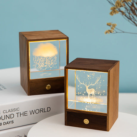 Modern träkub LED-bordslampa – Dimbar Ambient Night Light MILA Sverige
