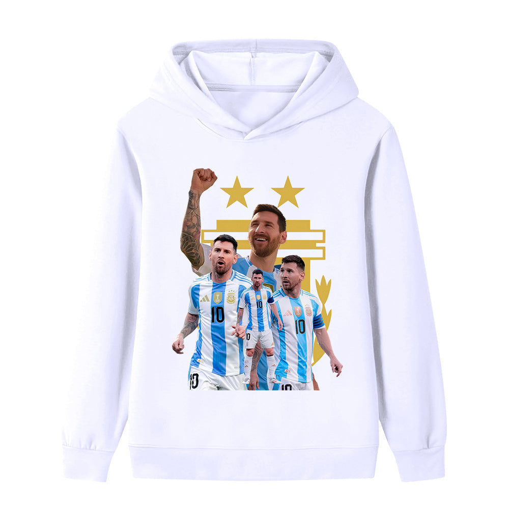 Messi Fotbolls Hoodie för Barn - Argetina Footballdinho