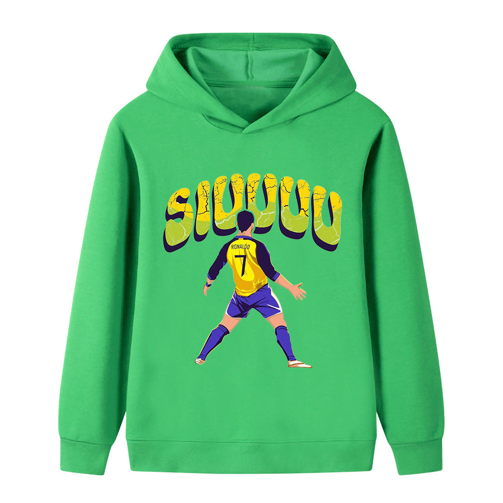 Cristiano Ronaldo Fotbolls Hoodie för Barn - Siuuu Footballdinho