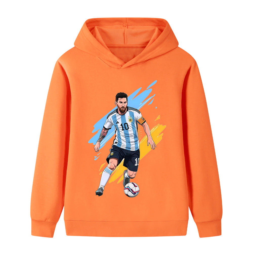 Lionel Messi Fotbolls Hoodie för Barn - Argetina Footballdinho