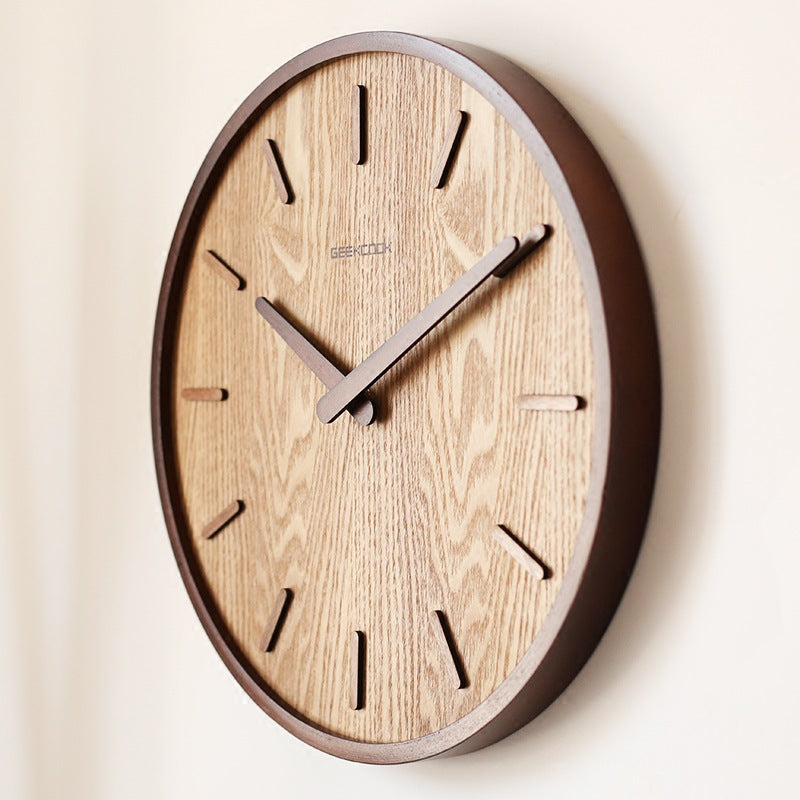 SilentTimber - Minimalist Wall Clock in Wood with Silent Environment Carvallo