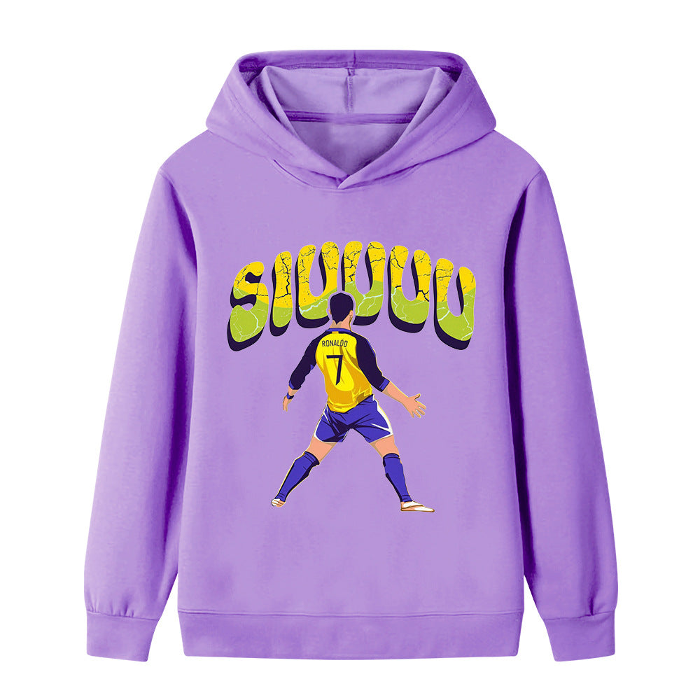 Cristiano Ronaldo Fotbolls Hoodie för Barn - Siuuu Footballdinho