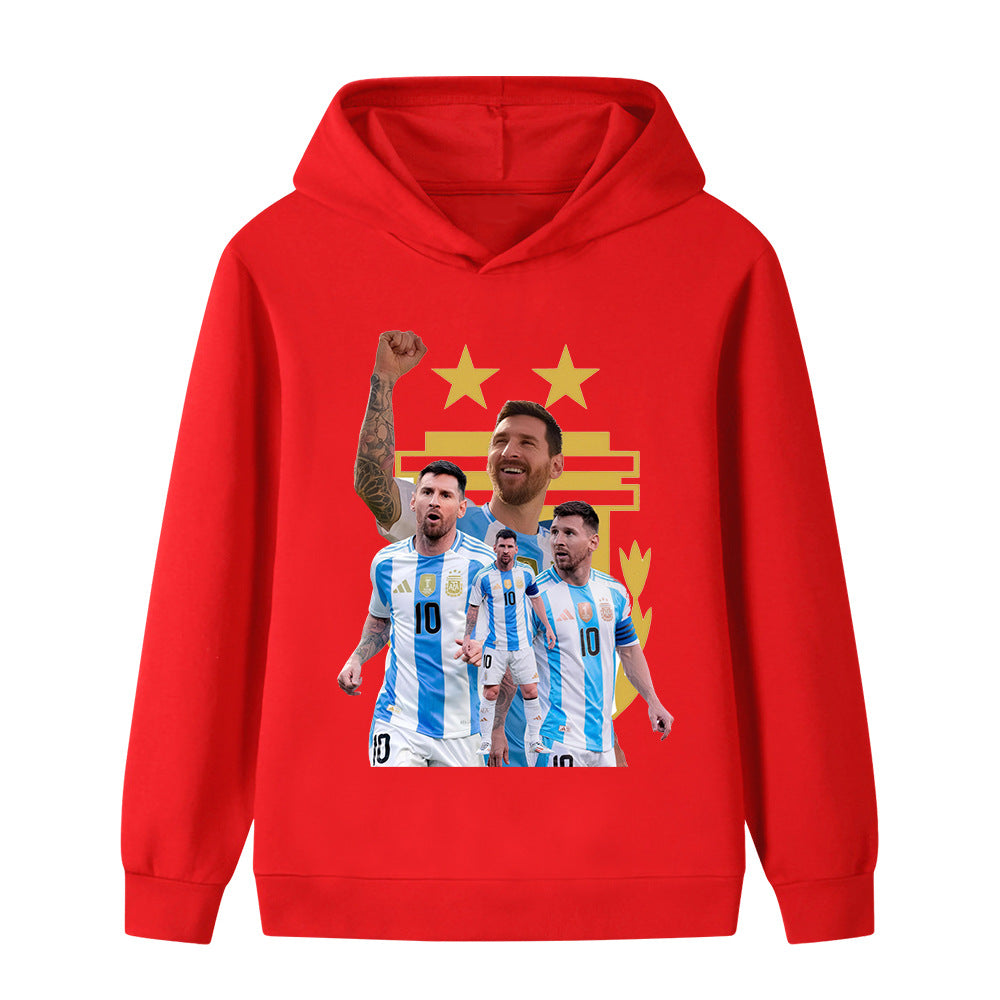 Messi Fotbolls Hoodie för Barn - Argetina Footballdinho