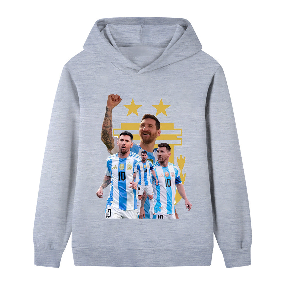 Messi Fotbolls Hoodie för Barn - Argetina Footballdinho